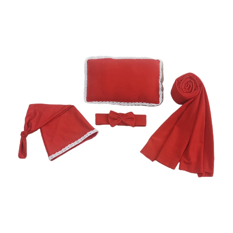 Bộ Phụ Kiện Chụp Ảnh 4 Món Gồm Chăn + Gối + Băng Cài Đầu Cho Bé Sơ Sinh