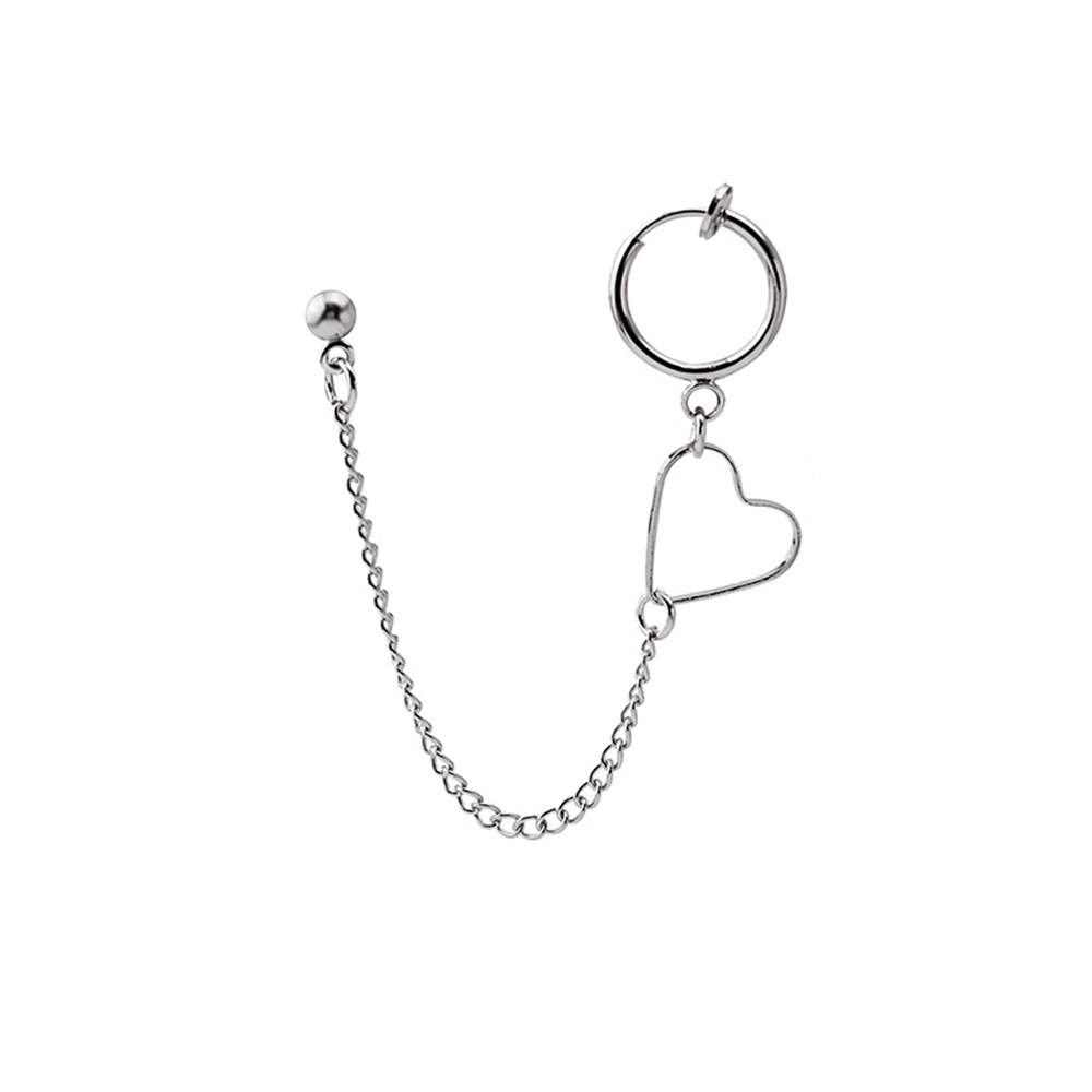 Khuyên tai hình trái tim rỗng phối dây chuỗi phong cách cổ điển