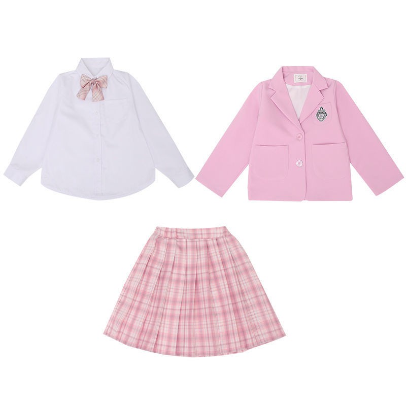 váy dài☫✆Bộ đồ nữ sinh đại học 2021 kiểu mới của trẻ em Nhật Bản phong cách phương Tây đồng phục JK nhỏ ba mảnh [Gửi
