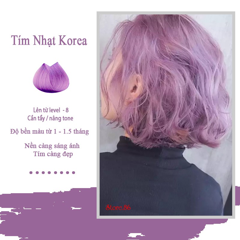 Thuốc nhuộm tóc LIGHT LAVENDER - TÍM LAVENDER NHẠT màu nhuộm lên mầu chuẩn tone kem nhuộm an toàn không sót mùi thơm