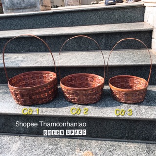 giỏ cắm hoa mây tre Đan xuất khẩu Green space