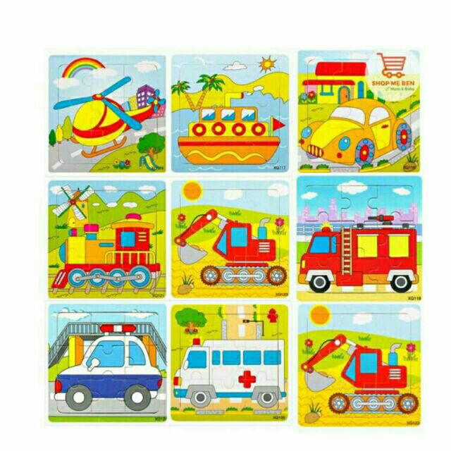 Compo 3 tranh ghép gỗ 9 mảnh loại đẹp