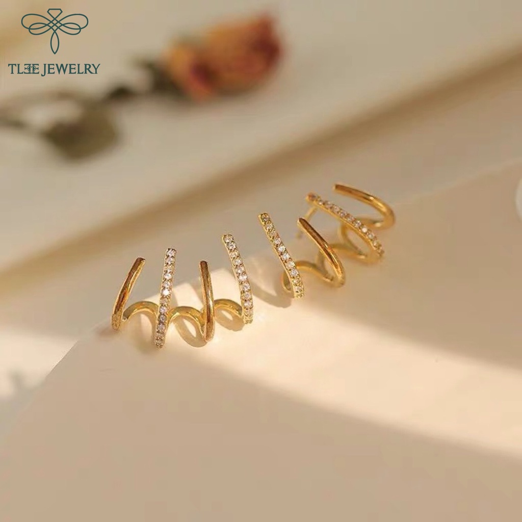 Khuyên tai bạc nữ TLEE mẫu bàn cao mẫu lạ TleeJewelry B0244