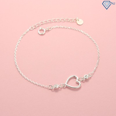 Vòng tay nữ bạc đẹp hình trái tim đơn giản LTN0178 Trang Sức TNJ