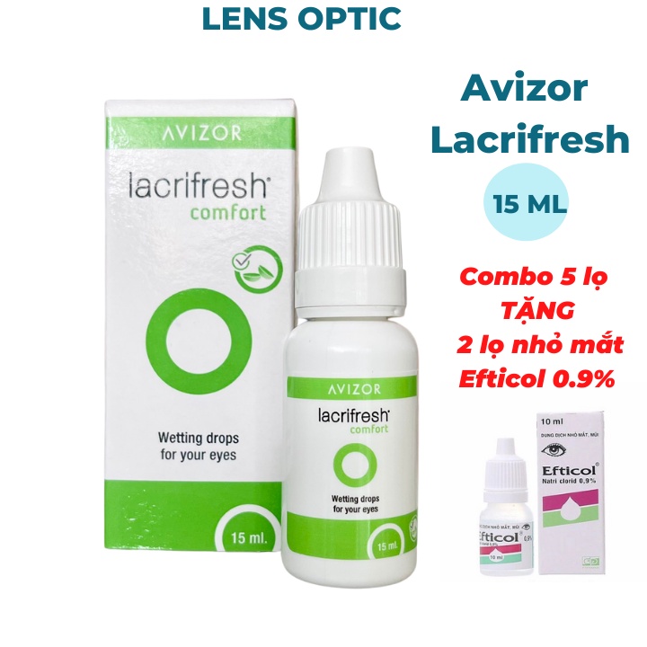 Nhỏ mắt lens Avizor Lacrifresh Comfort 15ml (combo 5 lọ), nước mắt nhân tạo dành cho kính áp tròng-Lens Optic