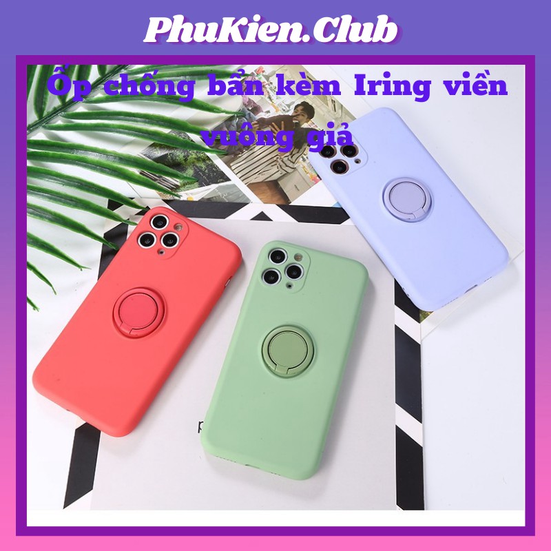 Ốp IPHONE chống bẩn kèm Iring viền vuông giả 7p/8p/x/xsm/11/11pro/pm/12/12pro/12pm/12mini