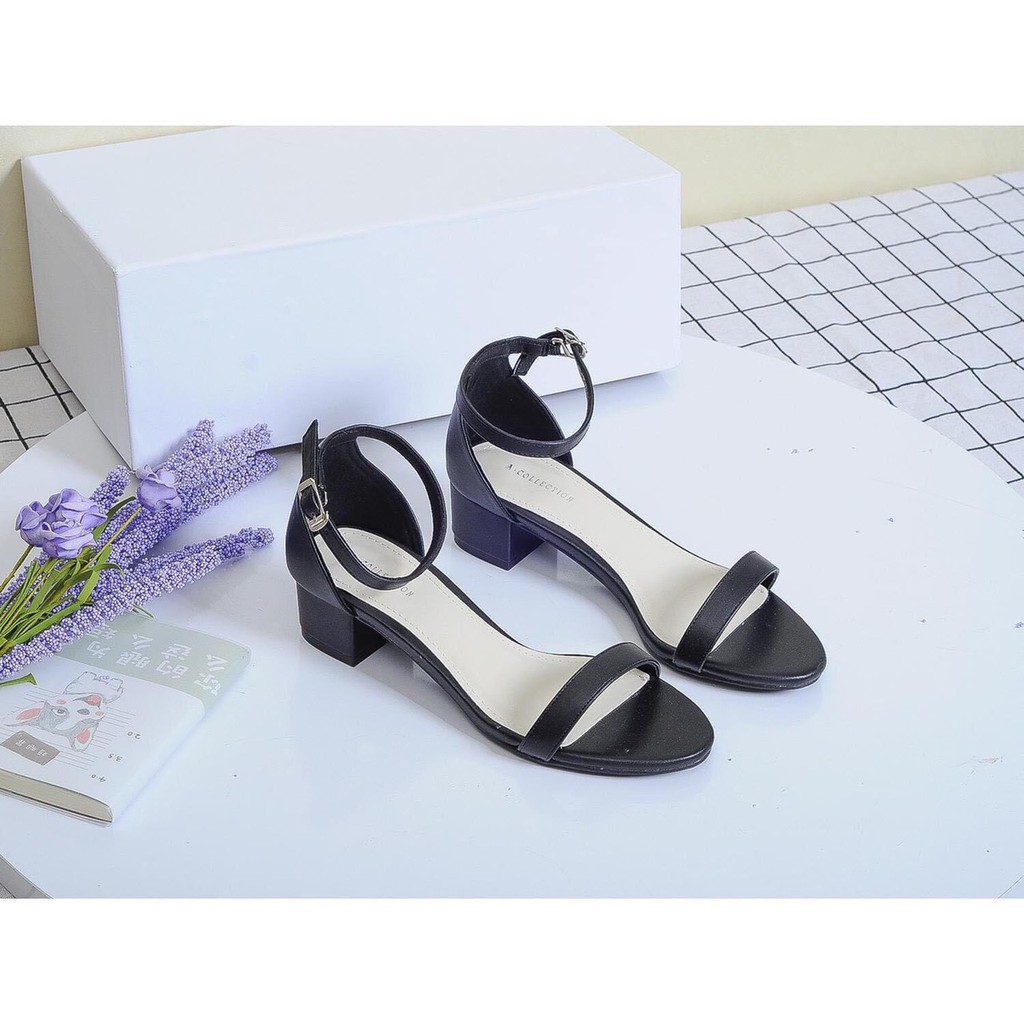 Giày sandal 3 phân mũi tròn bít hậu phối quai ngang