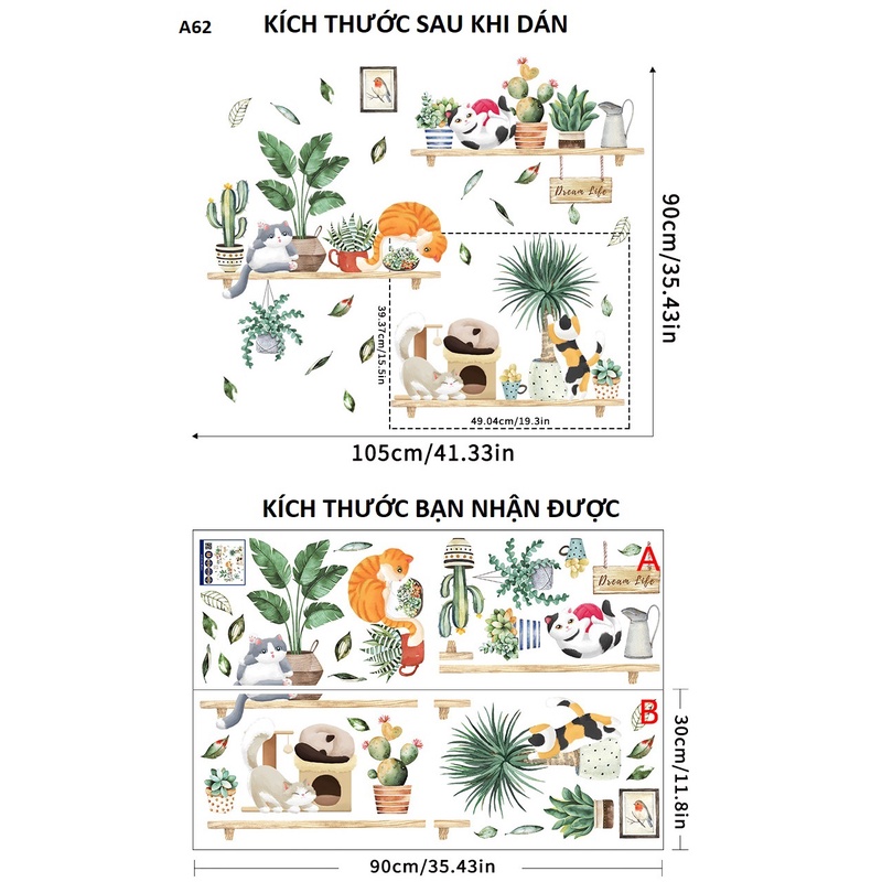 Decal dán tường Kệ cây A62 - Decal dán tường Hàn Quốc