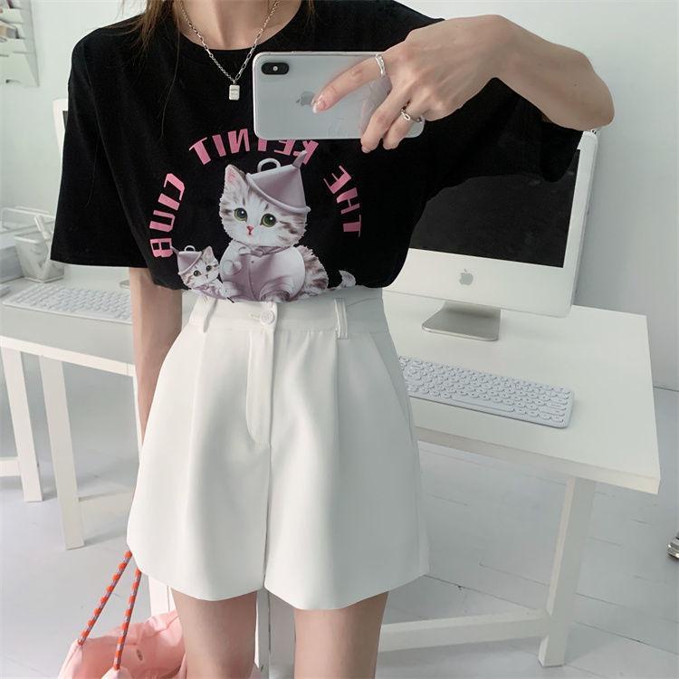 Quần short nữ ống rộng lưng cao CHAT 2 khuy vải tuyết mưa đẹp Q145