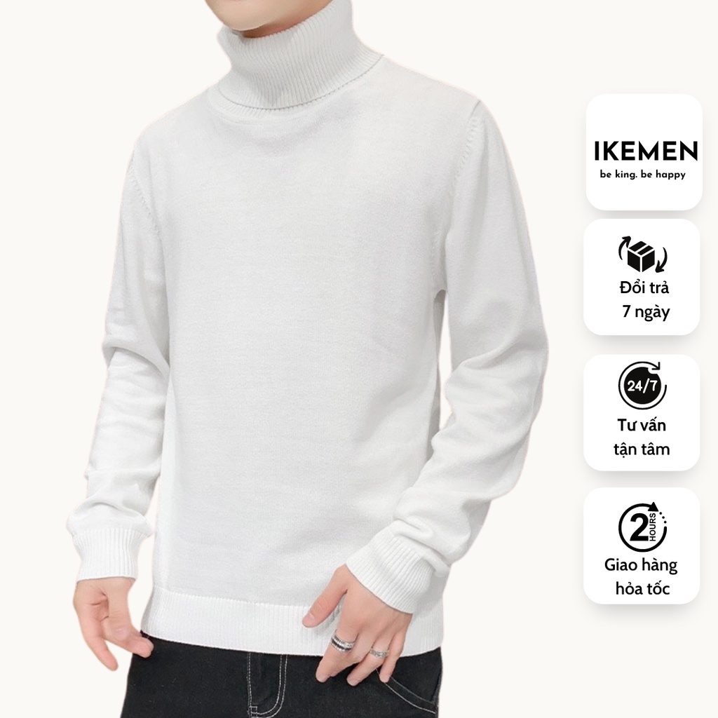Áo len nam cổ lọ dài tay Ikemen Áo len nam cổ cao phong cách ulzzang chất dày dặn phong cách Hàn Quốc