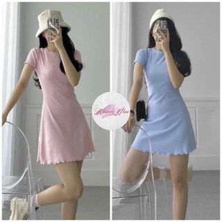 Váy body thun gân cộc tay, váy thun body bo tăm khánh như store