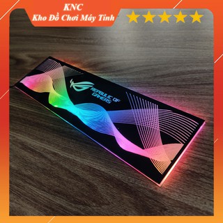Tấm che nguồn PC Led RGB 5v ARGB logo ROG, đồng bộ màu Hub Coolmoon, hình sóng vô cực