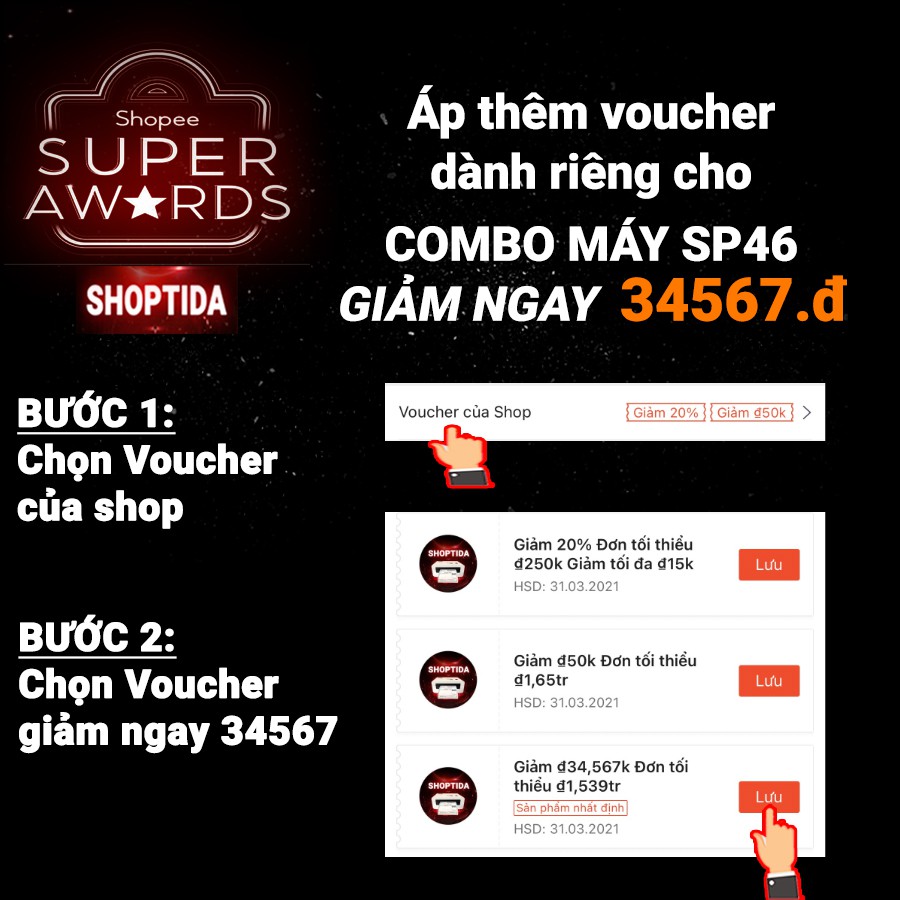 Máy in đơn hàng Shoptida SP46 kèm 600 giấy in nhiệt 7*10cm và khay, combo máy in nhiệt giấy tự dán bảo hành 12 tháng | WebRaoVat - webraovat.net.vn