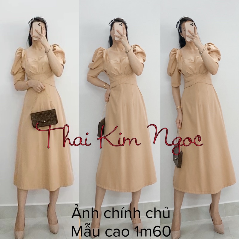 Đầm maxi dự tiệc nơ vai eo cách điệu