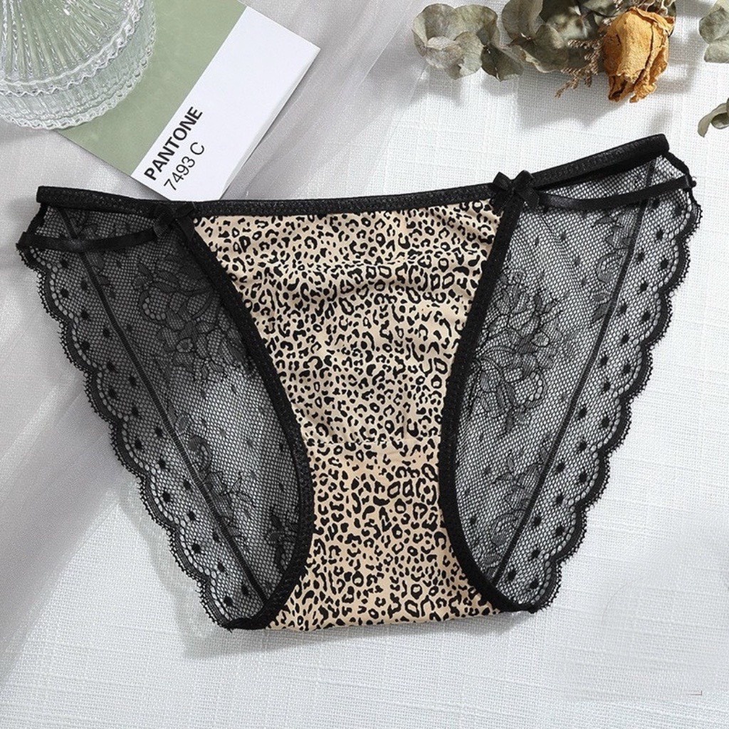 Quần lót nữ cotton hoạ tiết da beo , quần lót ren sexy xuyên thấu 2352