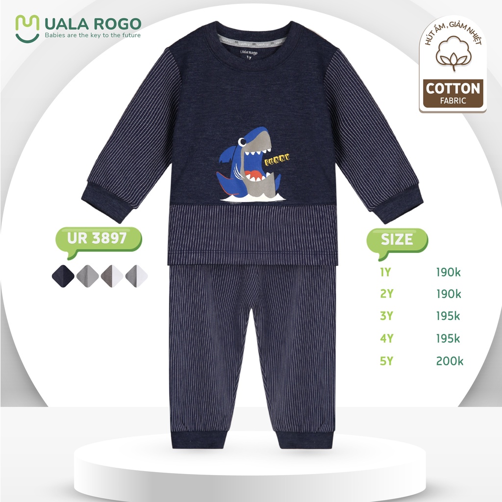Bộ quần áo dài tay cotton in hình UalaRogo