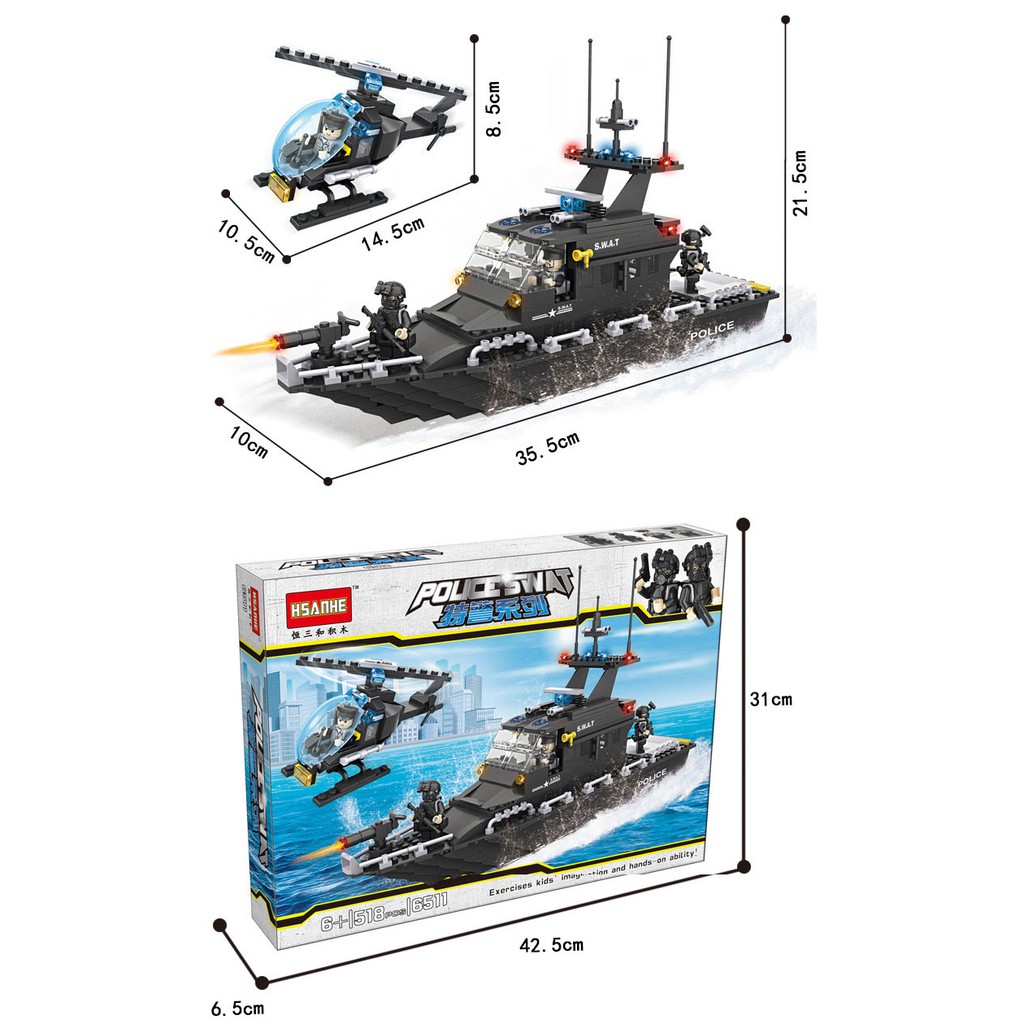 Lắp ráp Lego đội đặc nhiệm thuyền chiến SWAT - 6511