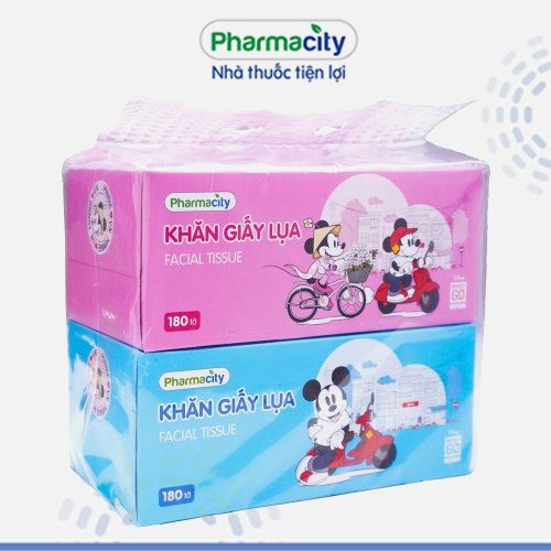 Khăn giấy Pharmacity Mickey go VN hộp 180 tờ(2 hộp/lốc)