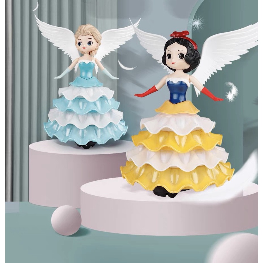 Đồ chơi đèn lồng Công chúa băng giá Elsa, Lọ Lem,Bạch Tuyết nhiều màu sắc có đèn nhạc xoay 360 độ cho bé chơi trung thu