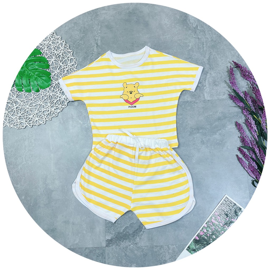 Bộ cotton kẻ cho bé gái 8-18kg