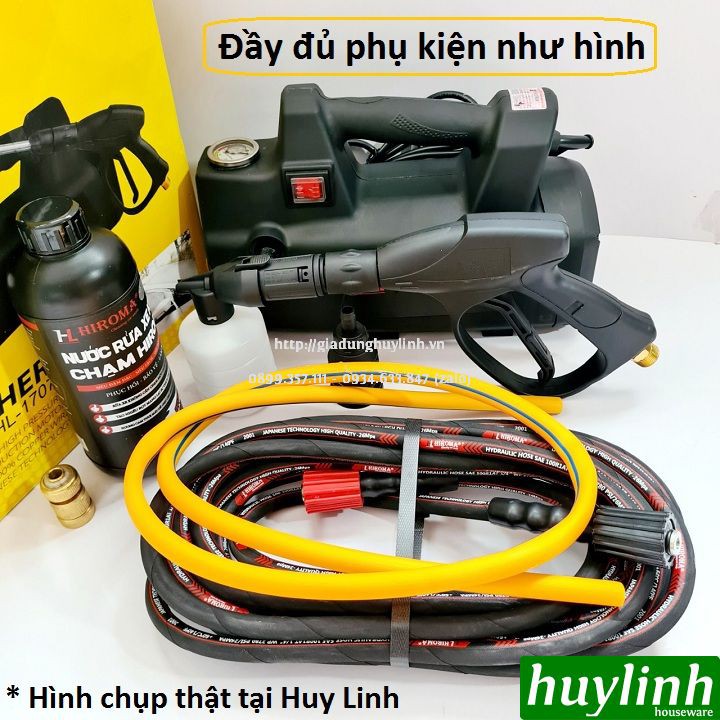 Máy xịt rửa xe Hiroma DHL-1707 - 2000W - Tặng 1 lít dung dịch rửa xe