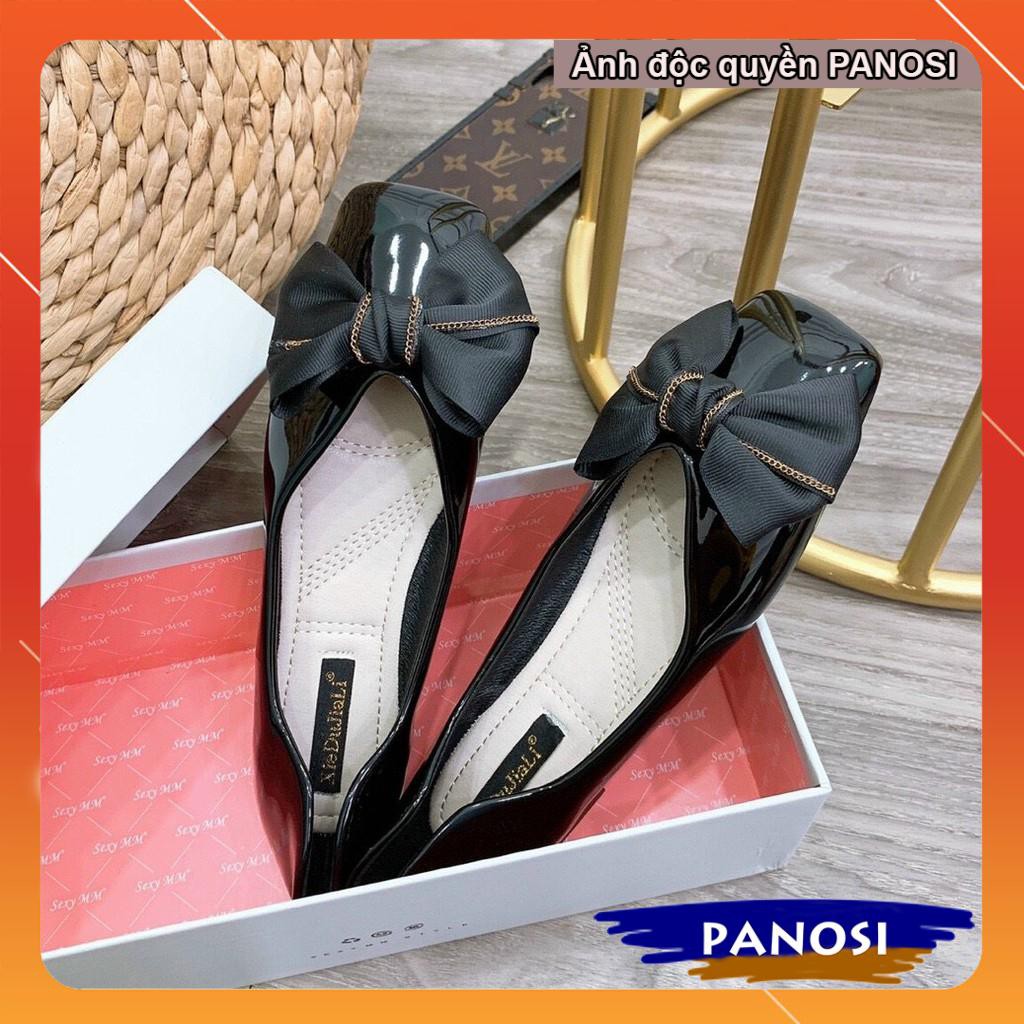 Giày nữ đế bệt mũi vuông gắn NƠ VẢI XÍCH sang trọng - B293 | BigBuy360 - bigbuy360.vn