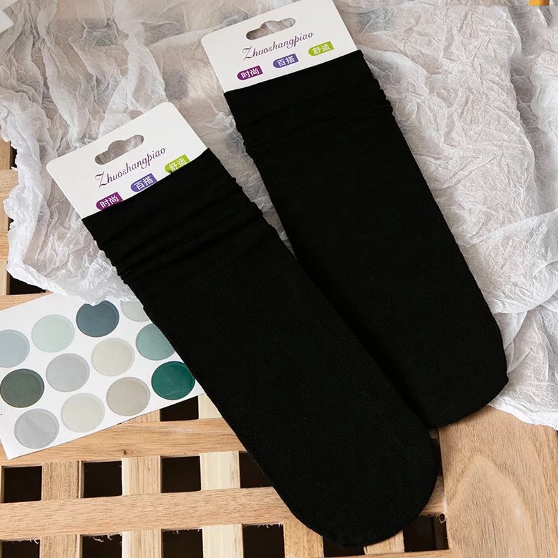 Tất vớ nữ nam cao cổ dài trắng dễ thương hàn quốc đẹp iLita chân thấp nhún đủ màu trơn đen, đỏ, vàng, xám, xanh