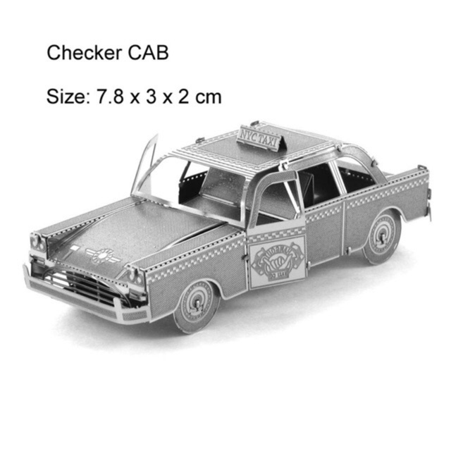 Đồ chơi mô hình lắp ráp 3d kim loại xe taxi, đồ chơi xếp hình