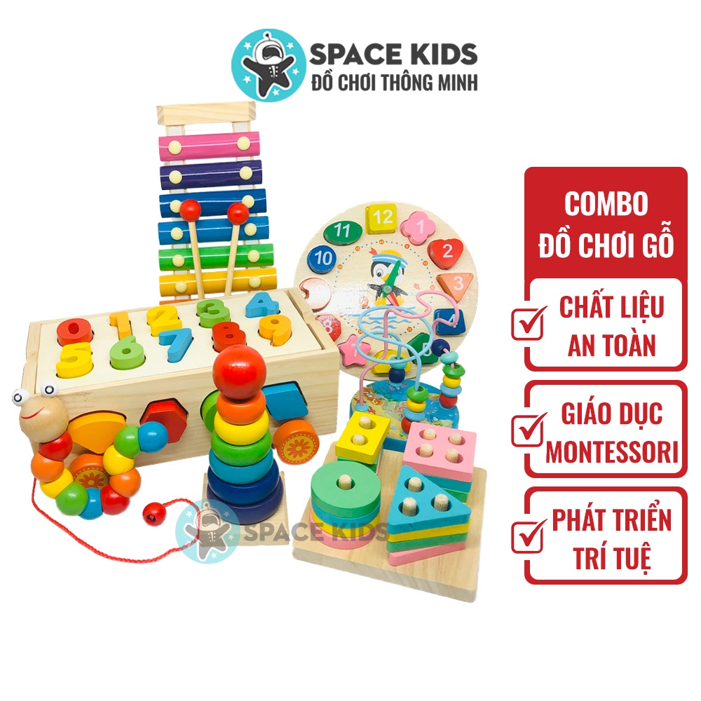 Đồ chơi gỗ thông minh cho bé 1 2 3 4 tuổi tư duy phát triển trí tuệ, Đồ chơi  giáo dục montessori combo nhiều món giá cạnh tranh