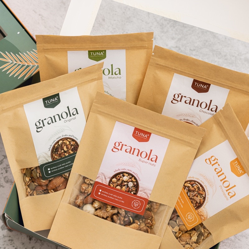 Combo 250g Granola+ 250g Biscotti Ăn Kiêng Nguyên Cám Không Đường By Tuna