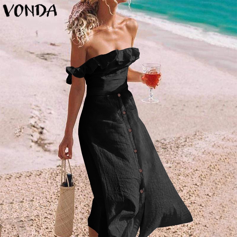 Đầm Maxi VONDA Trễ Vai Phong Cách Bohemian | BigBuy360 - bigbuy360.vn