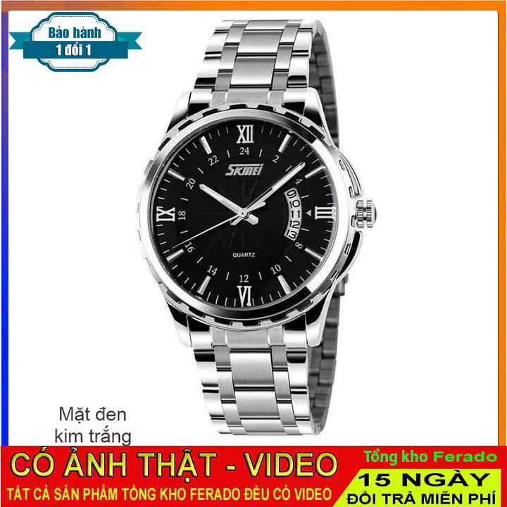 Đồng Hồ Nam Skmei Dây Thép Không Gỉ Mặt Tròn Sang Trọng Đẳng Cấp