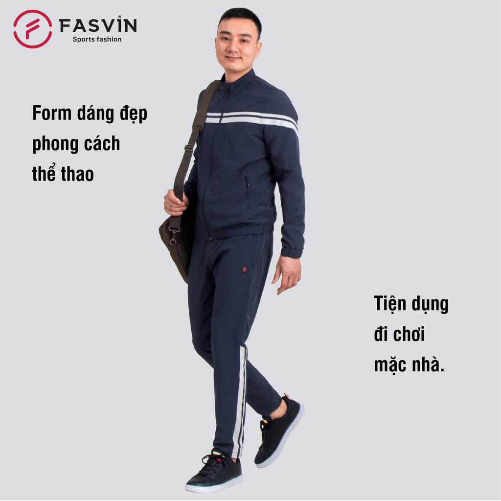 Bộ thể thao nam Fasvin BC20455.SG chất vải hai lớp mềm mại co giãn thoải mái