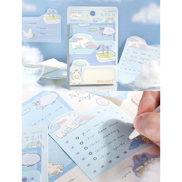 Giấy note ghi chú CARD LOVER xếp tầng 100 tờ hình gấu bắc cực