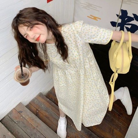 Đầm Dài Họa Tiết Hoa Vàng Phong Cách Pháp Thời Trang Mùa Hè 2022 Cho Nữ