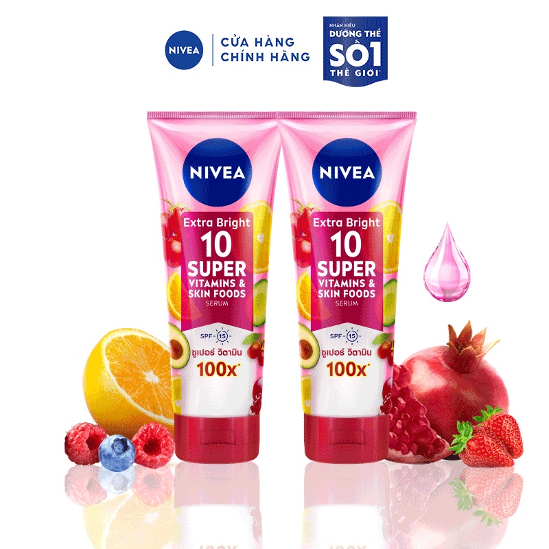 Bộ đôi Serum dưỡng thể NIVEA 10 Super Vitamins không bếch dính 180ml - 93767