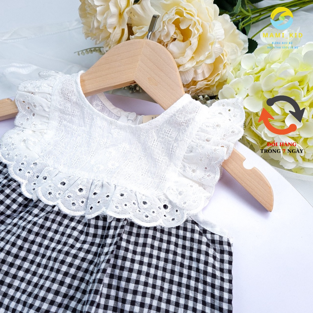váy xinh bé gái 1-7 tuổi, kẻ phối ren BABY DOLL sang chảnh, 12-25kg ,Mamikid