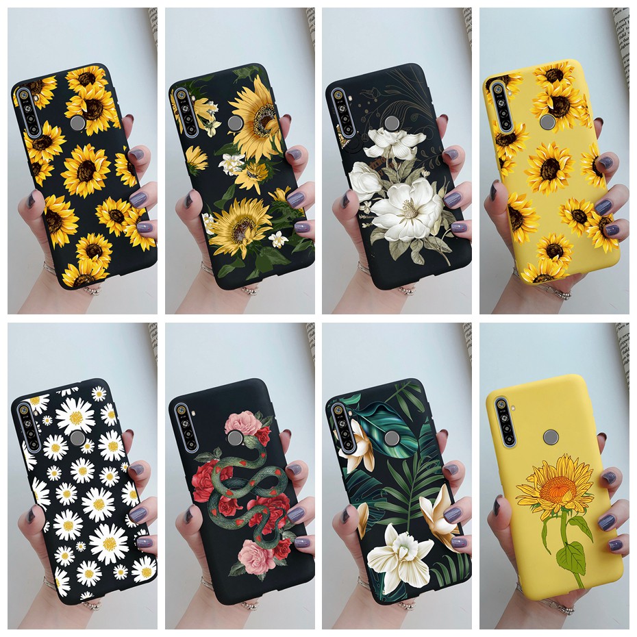 Ốp điện thoại TPU mềm chống sốc in hình hoa cúc cho OPPO Realme 5 5i 5s 6i 6 pro C3