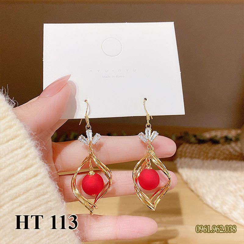 Khuyên tai bông tai nữ Màu Đỏ xinh xắn BT0141 - Kimstore66