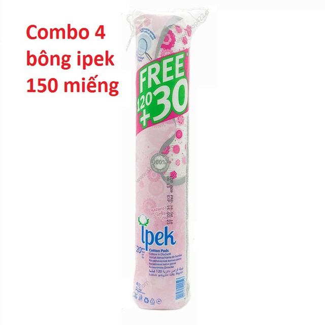 Combo 4 gói bông tẩy trang Ipek 150 miếng ( 120 + 30)