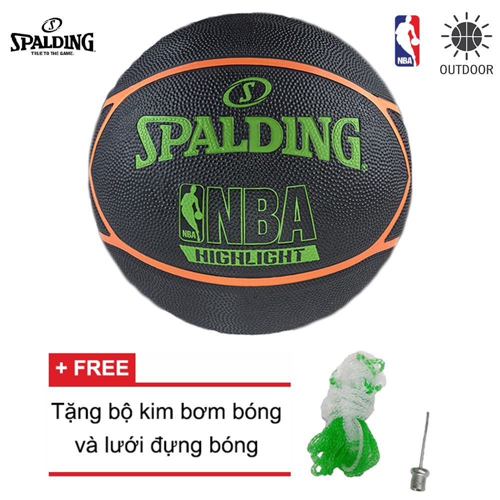 Bóng rổ Spalding NBA Neon Highlight Series Outdoor Size 7 + Tặng bộ kim bơm bóng và lưới đựng bóng