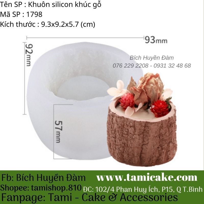 Khuôn silicon hình khúc gỗ 1798