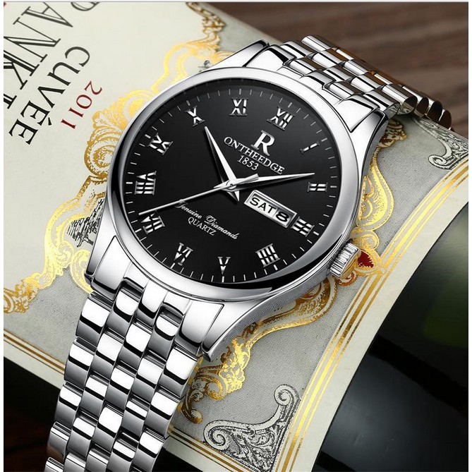 Đồng hồ nam dây thép Ontheedge 020 (fullbox, trắng-đen) | BigBuy360 - bigbuy360.vn