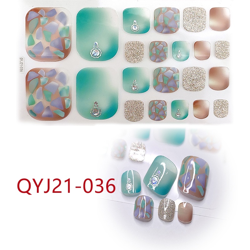 [Hàng mới về] Set 22 miếng dán móng chân mẫu Qyj21-021 - 040 3d độc đáo trang trí thủ công