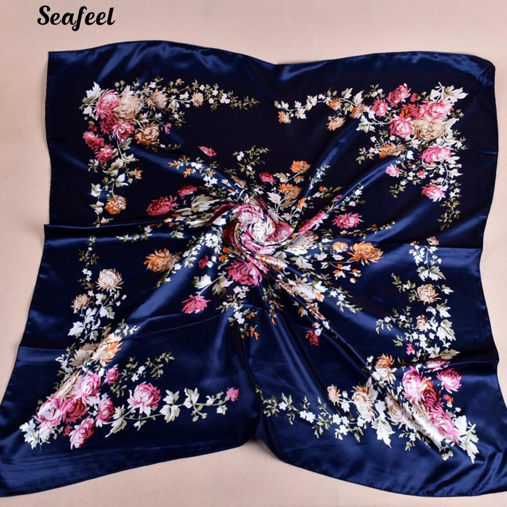 Khăn choàng hình vuông thời trang hình hoa mẫu đơn dài 90x90cm