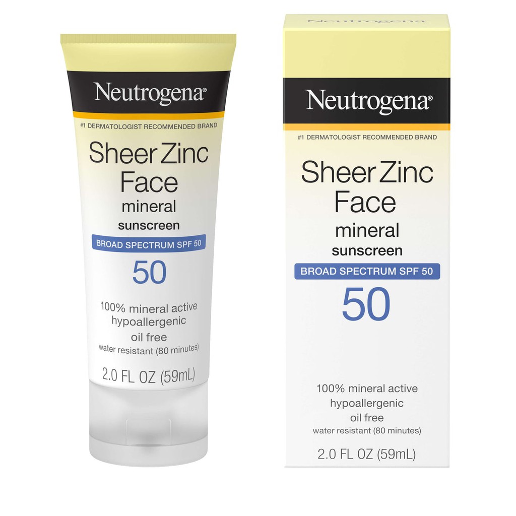 Kem Chống Nắng Neutrogena Sheer Zinc Face Dry-Touch Sunscreen Broad Spectrum SPF 50 (59mL)