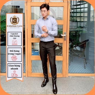 Áo sơ mi nam cristian leo, áo sơ mi vải lụa nến cao cấp ít nhăn, không xù
