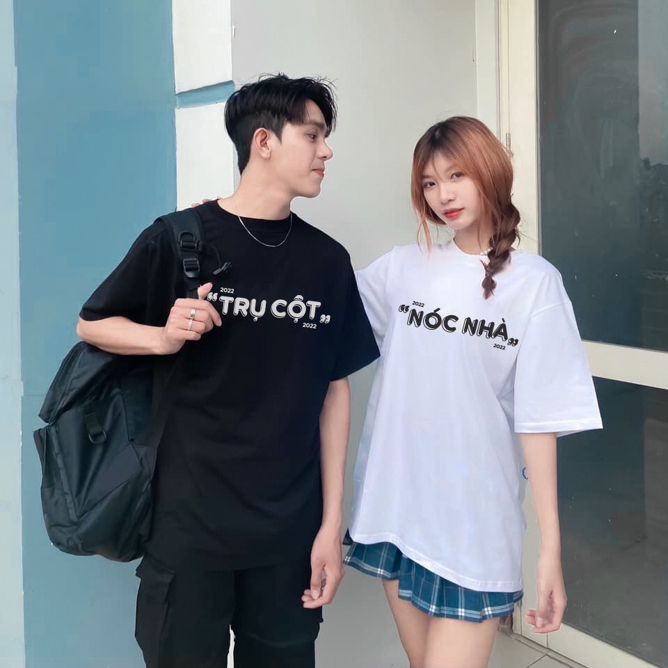 Áo Thun Nóc nhà Trụ cột áo đôi Nam Nữ Áo Phông cặp Unisex vải cotton thoáng mát cổ tròn bigsize XXL 2XL