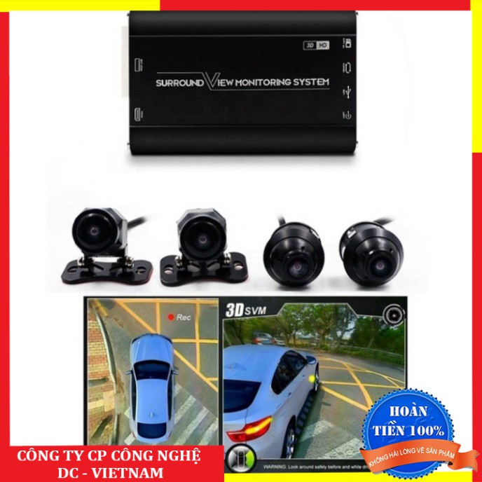 Sản phẩm  Bộ 4 mắt camera hành trình 360 độ, lắp cho màn hình trên ô tô. Bản 3D cao cấp chuẩn AHD 1080P - Hàng Cao Cấp .