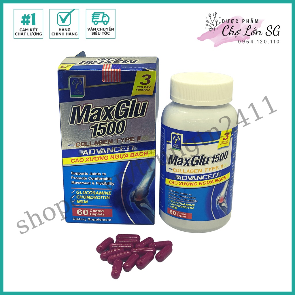 Viên uống xương khớp MAXGLU 1500 hỗ trợ thoái hóa khớp giảm đau mỏi - Chai 60 viên